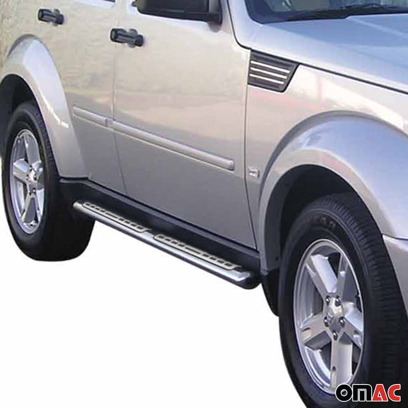 Edelstahl Seitenschweller Schwellerrohre für Dodge Nitro 2006-2011 Silber