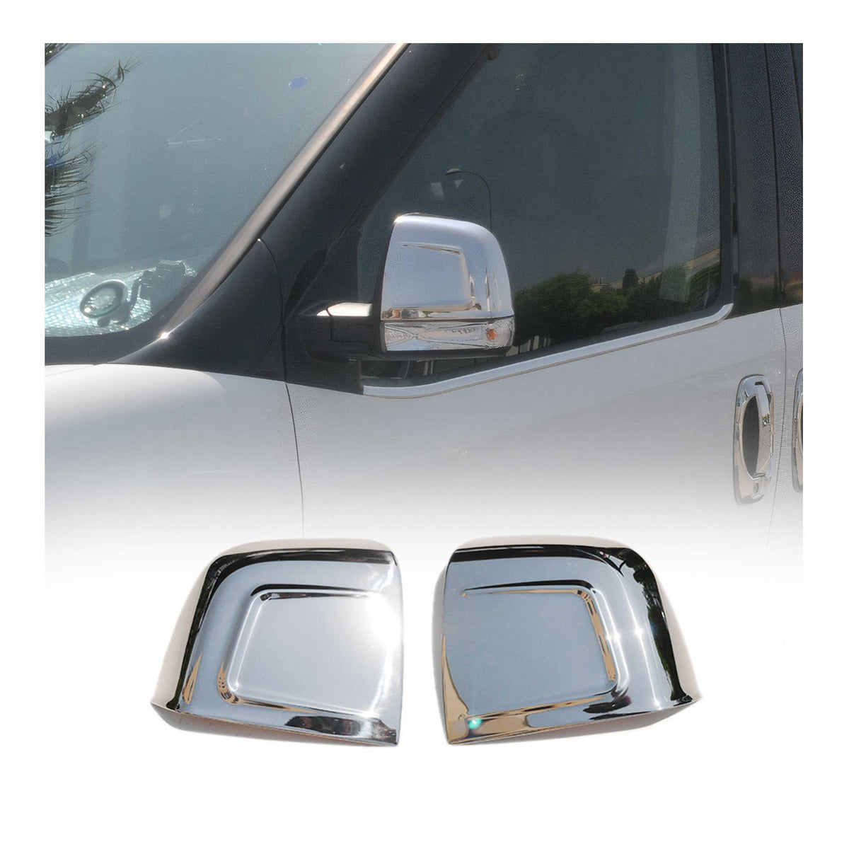 Spiegelkappen Spiegelabdeckung für Fiat Doblo 2010-2021 Edelstahl Chrom 2tlg