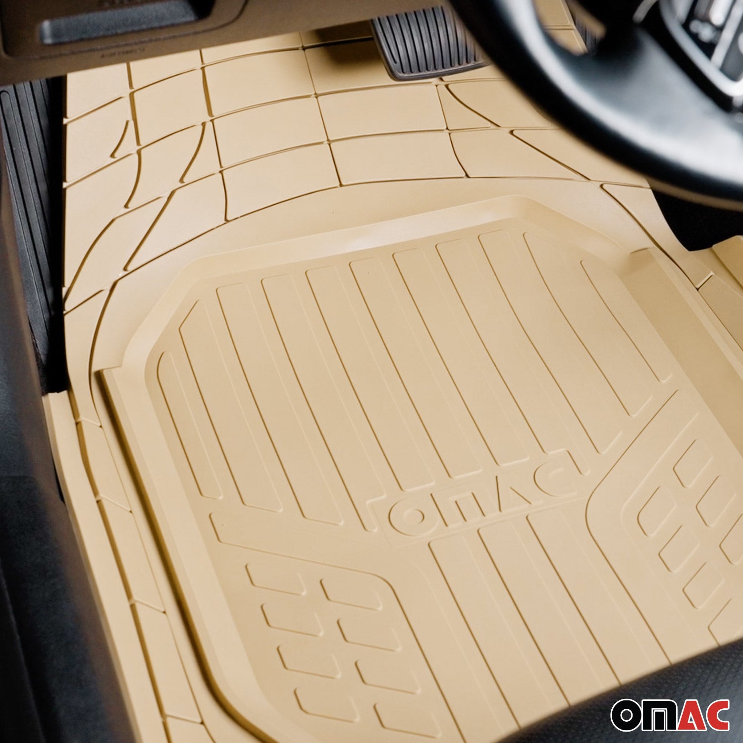 Fußmatten Automatten für Skoda Elroq 2024-2026 3D Passform Gummimatten Beige