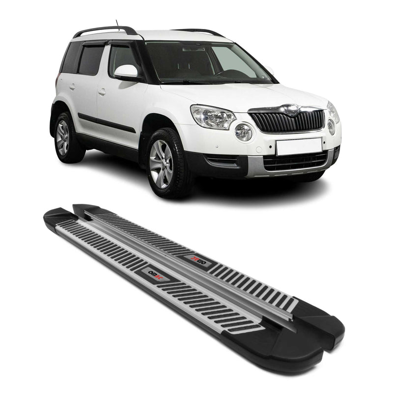 Trittbretter Seitenbretter Seitenschweller für Skoda Yeti 2009-2017 Alu Schwarz
