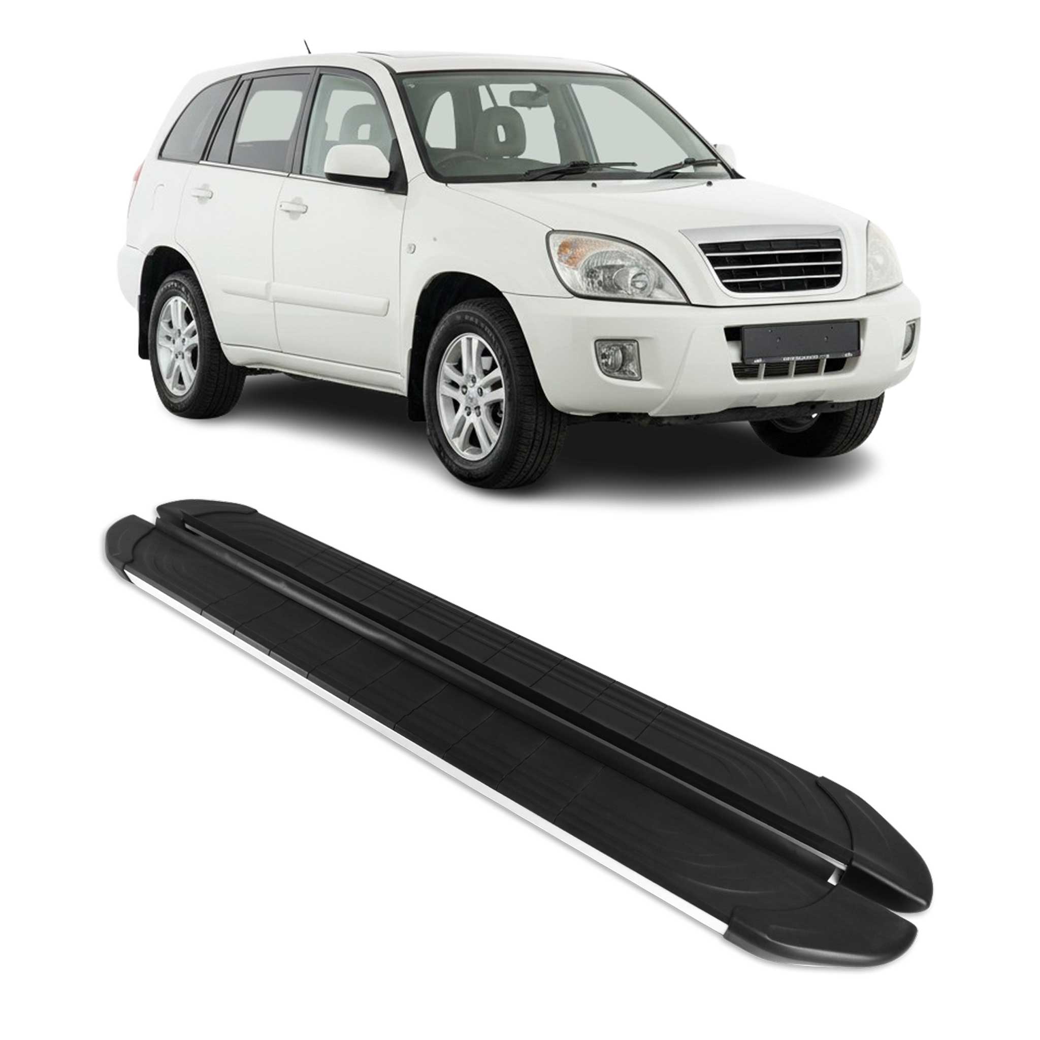 Trittbretter Seitenschweller für Chery Tiggo 2006-2013 Aluminium Schwarz Silber