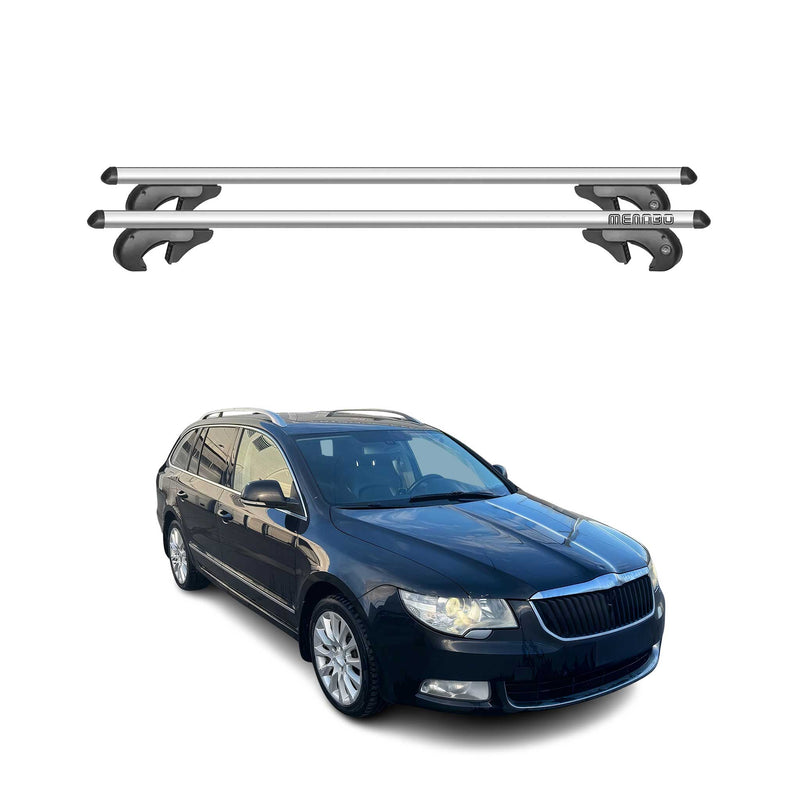 Menabo Dachträger für Skoda Superb mk2 Kombi 2010-2013 90kg Alu Silber 2x