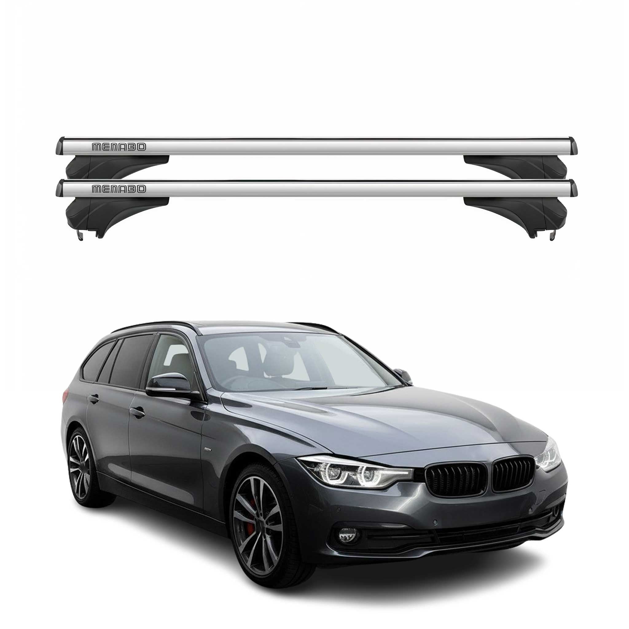 Menabo Dachträger Grundtäger für BMW 5er F11 Touring 2010-2016 Alu Silber 2 tlg