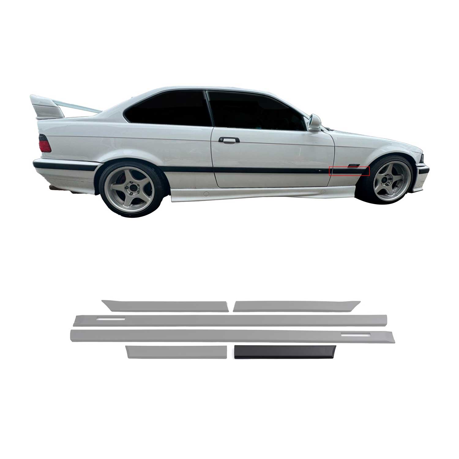 JOM Seitenleisten Türleisten für BMW 3er E36 Coupe Cabrio schwarz 6tlg