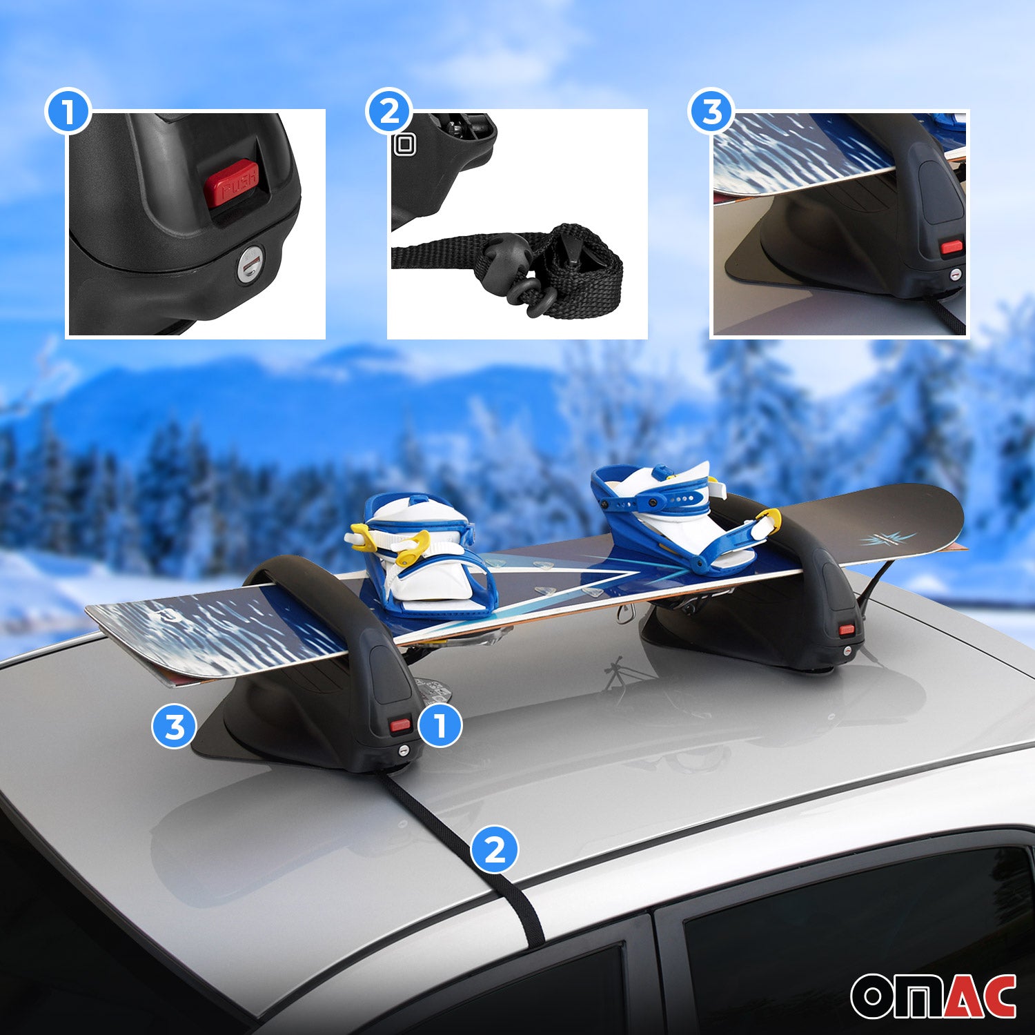 Skiträger Ski Snowboard Träger Dachträger Ski Dachträger Aconcagua Schwarz 2x