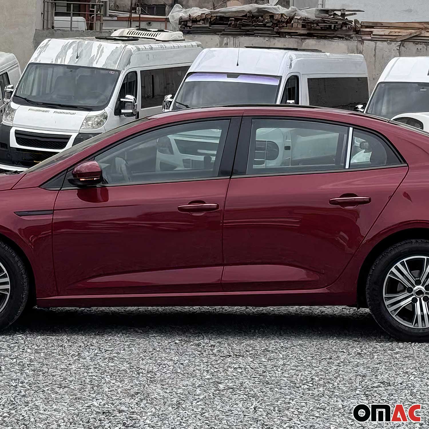 Fensterleisten Zierleisten für Renault Megane Limo 2016-2022 Chrom Dunkel 12x