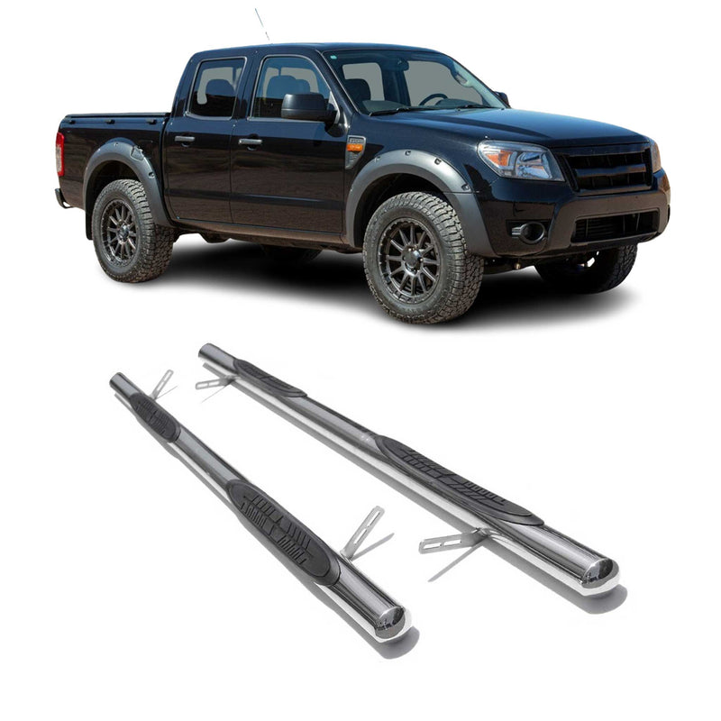 Edelstahl Trittbretter Schwellerrohre für Ford Ranger Double Cab 2007-12 Silber