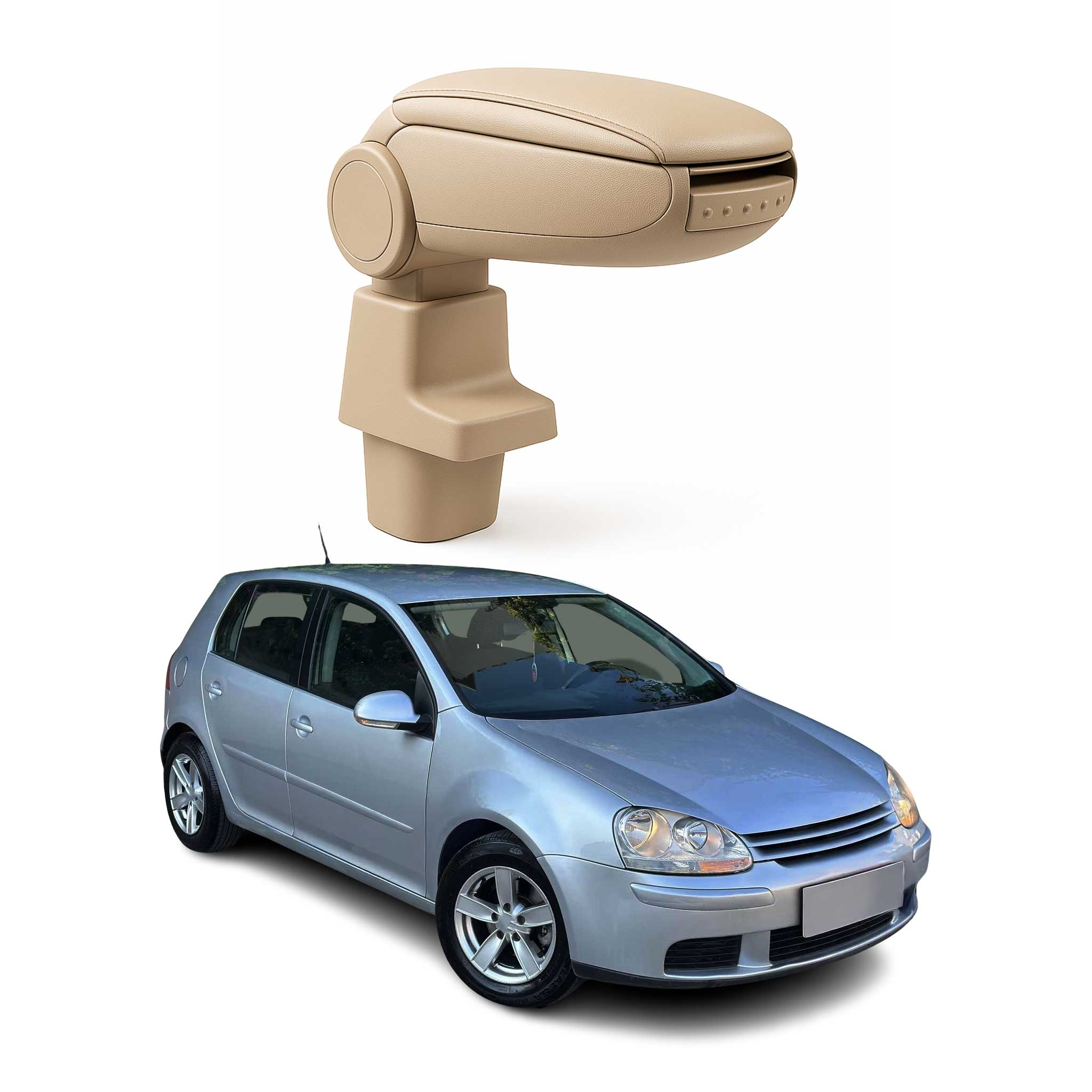 Mittelarmlehne Armlehne Mittelkonsole für VW Golf 5 2003-2009 PU-Leder ABS Beige