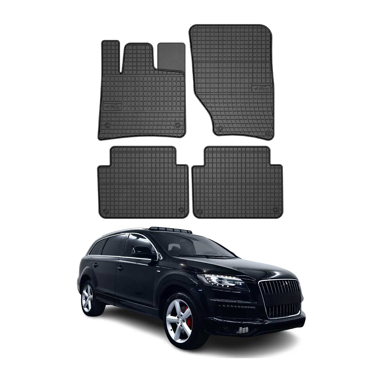 OMAC Gummi Fußmatten für Audi Q7 4LB 2006-2015 Automatten Gummi Schwarz 4tlg