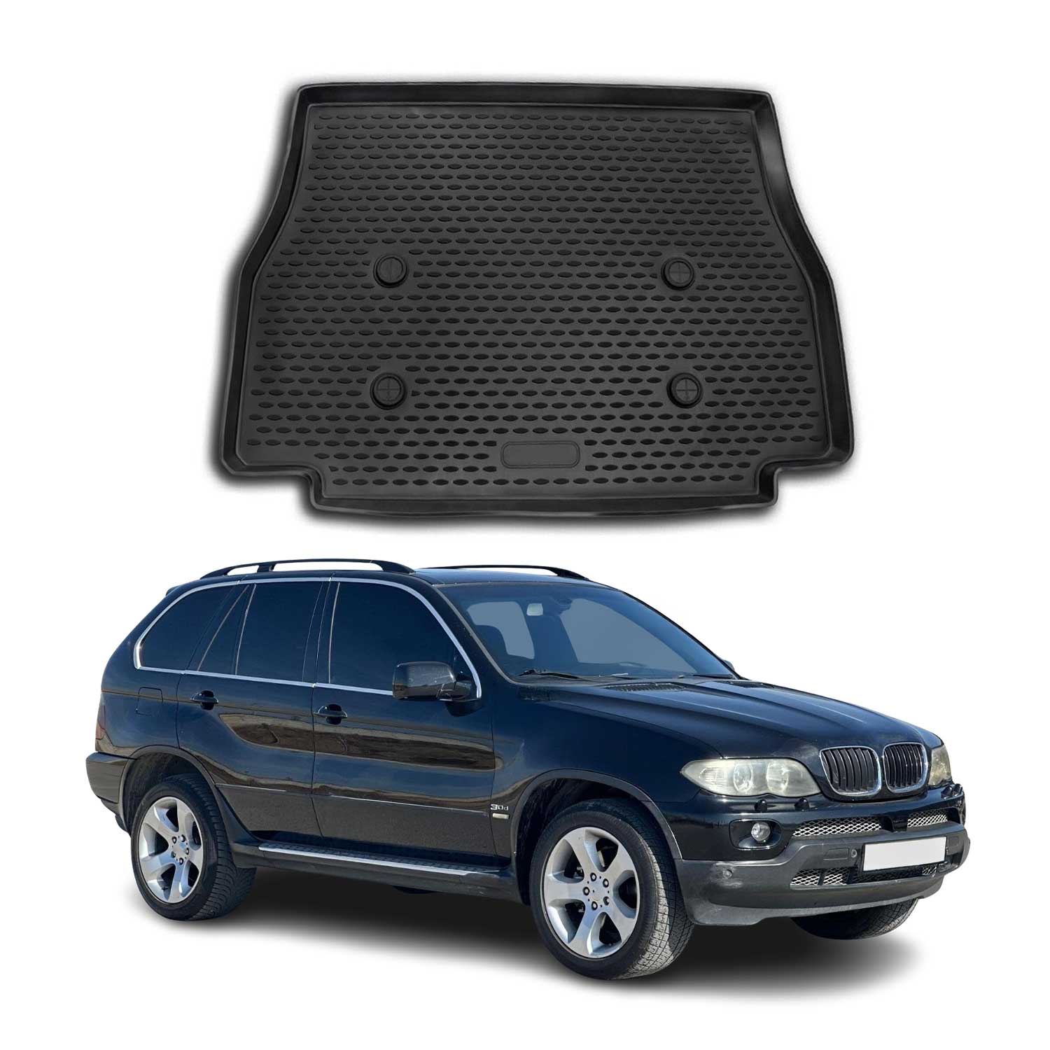 Kofferraummatte Kofferraumwanne für BMW X5 E53 1999-2006 Gummi TPE Schwarz