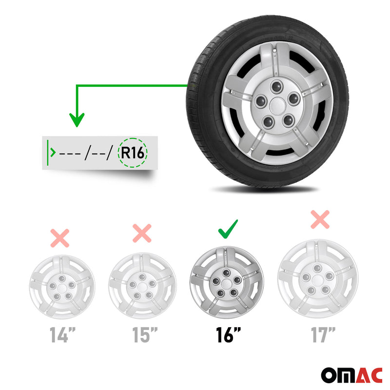 4x Radkappen Radzierblenden Radblenden für Auto KFZ PKW 16" Zoll Silber ABS