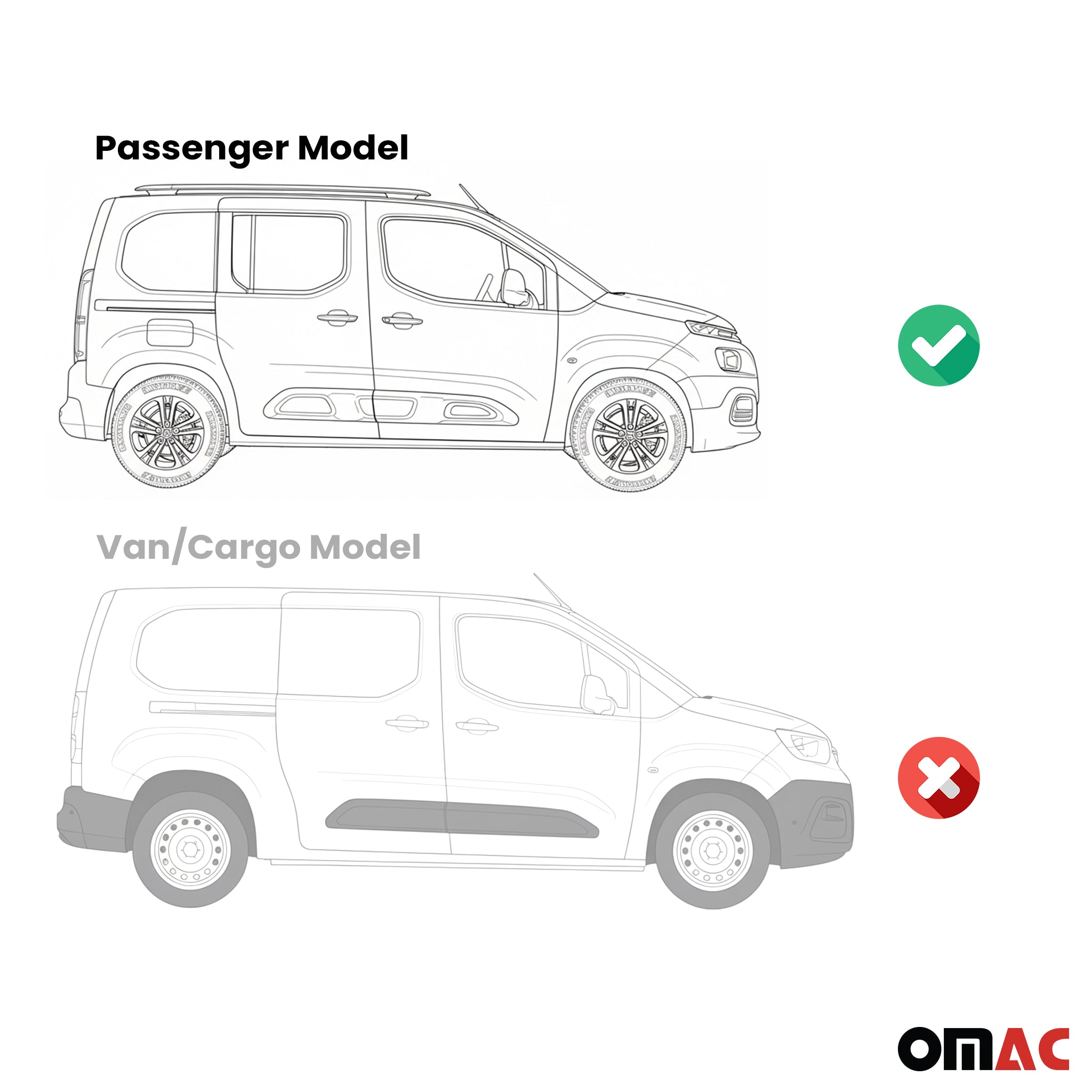 Seitenbretter Trittbretter für Citroen Berlingo 2018-26 Kombi L1 Kurzer Schwarz