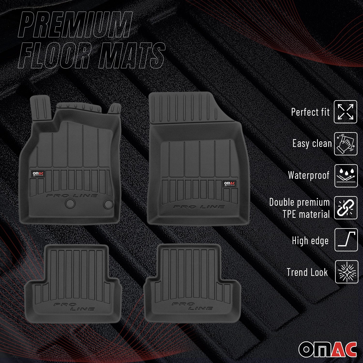 OMAC Gummi Fußmatten für Renault Megane 2008-2015 Premium TPE Automatten 4tlg