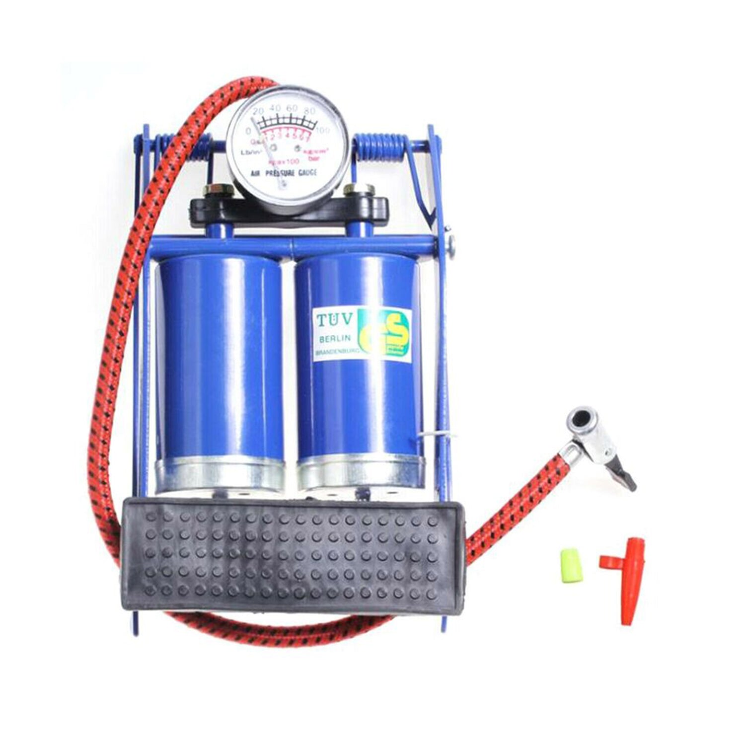 Fußpumpe Fußluftpumpe Auto mit Manometer Doppelzylinder Luftpumpe Fahr – OMAC DE