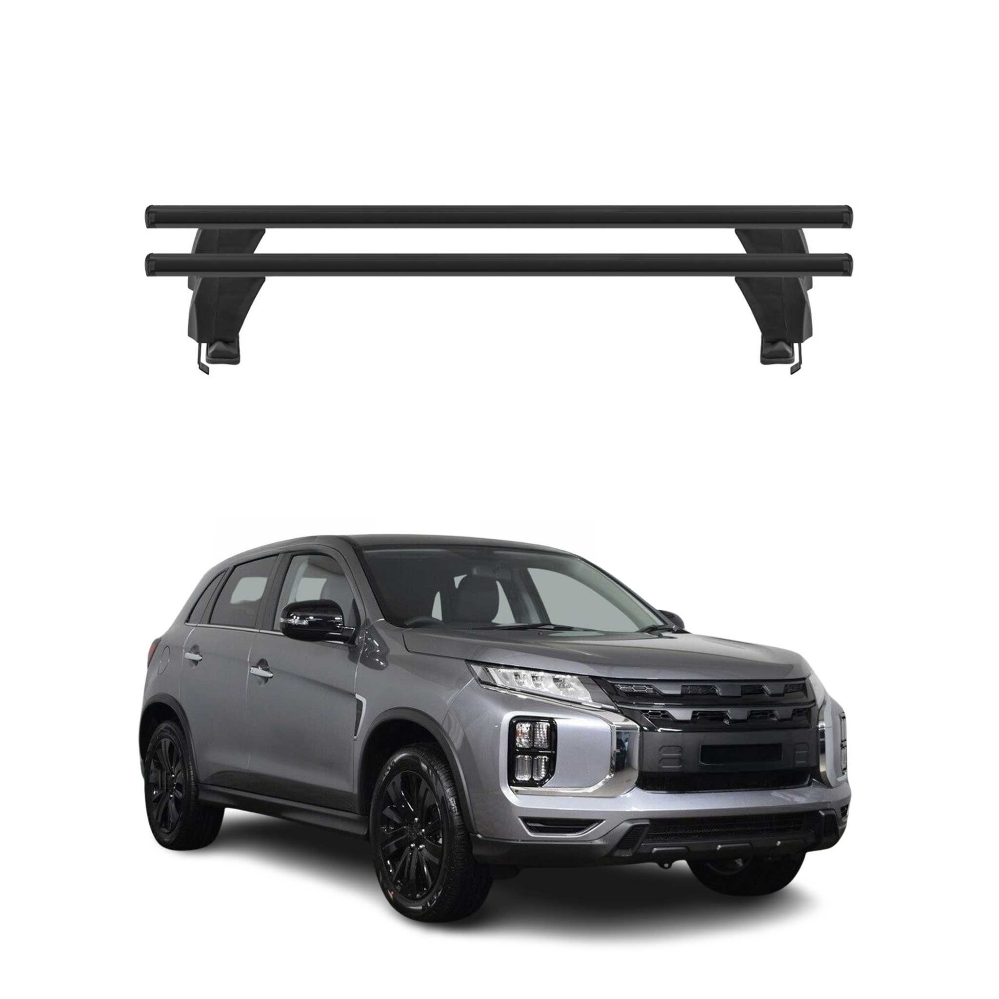 Menabo Dachträger Grundträger für Mitsubishi ASX mk2 2023-26 Alu Schwarz 2tlg