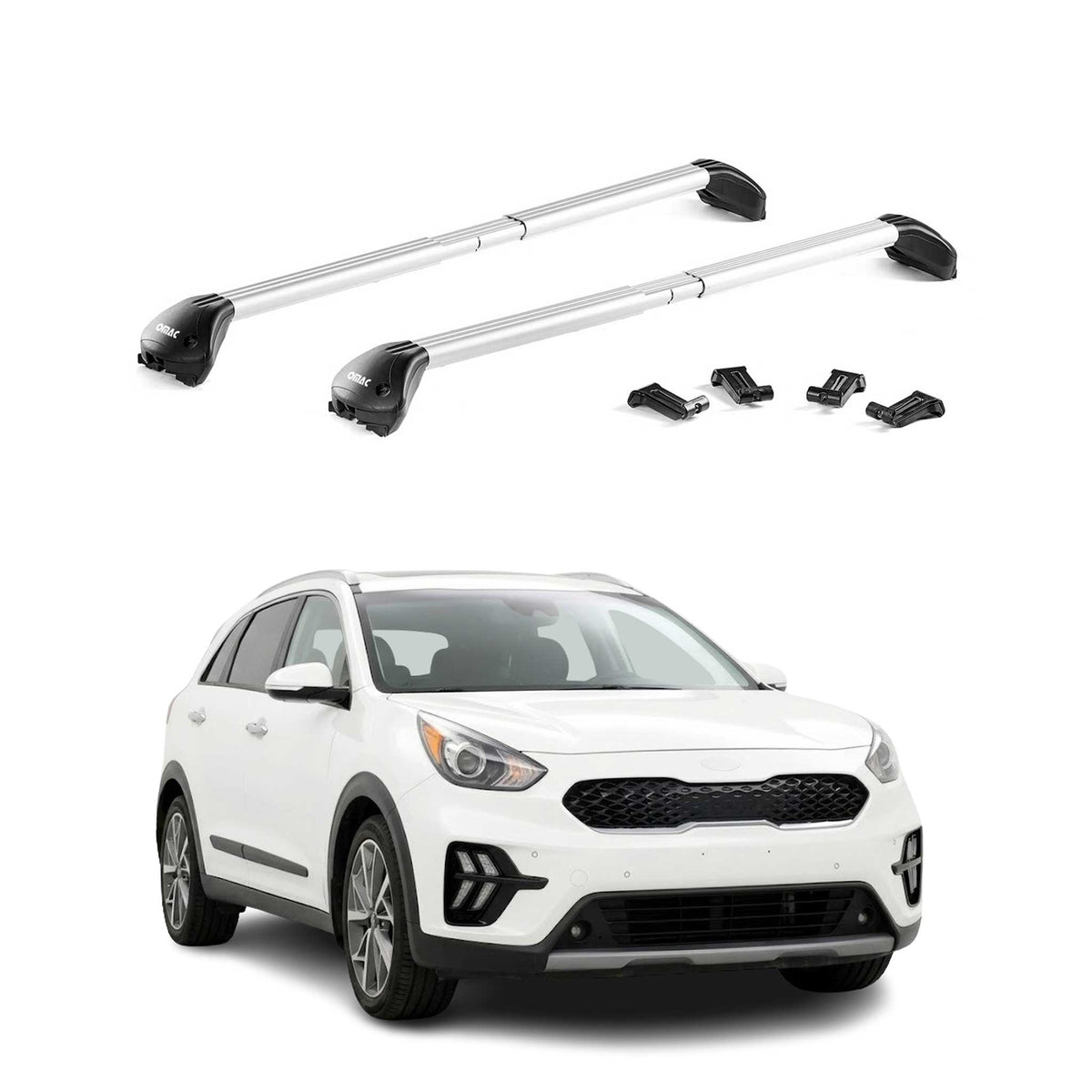 Dachträger Grundtäger für Kia Niro I 2017-2022 100kg Aluminium Silber 2 tlg ABE