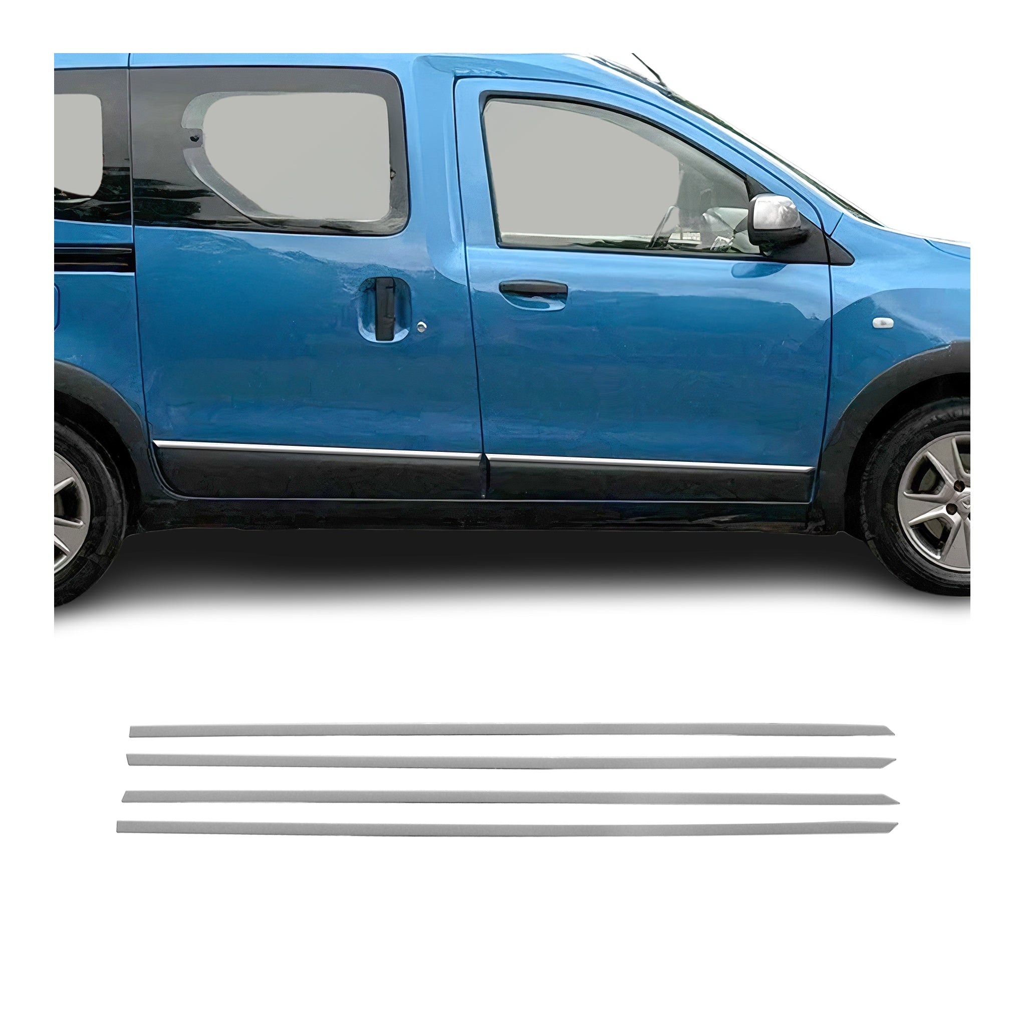 Seitentürleiste Türleisten Türschutzleiste für Dacia Dokker 2012-2021 Chrom 4x