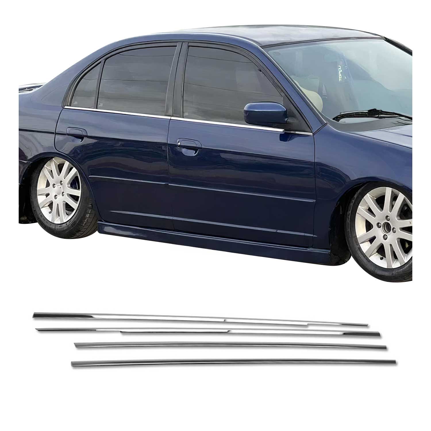 Fensterleisten Zierleisten für Honda Civic 2000-2005 Edelstahl Chrom 4tlg