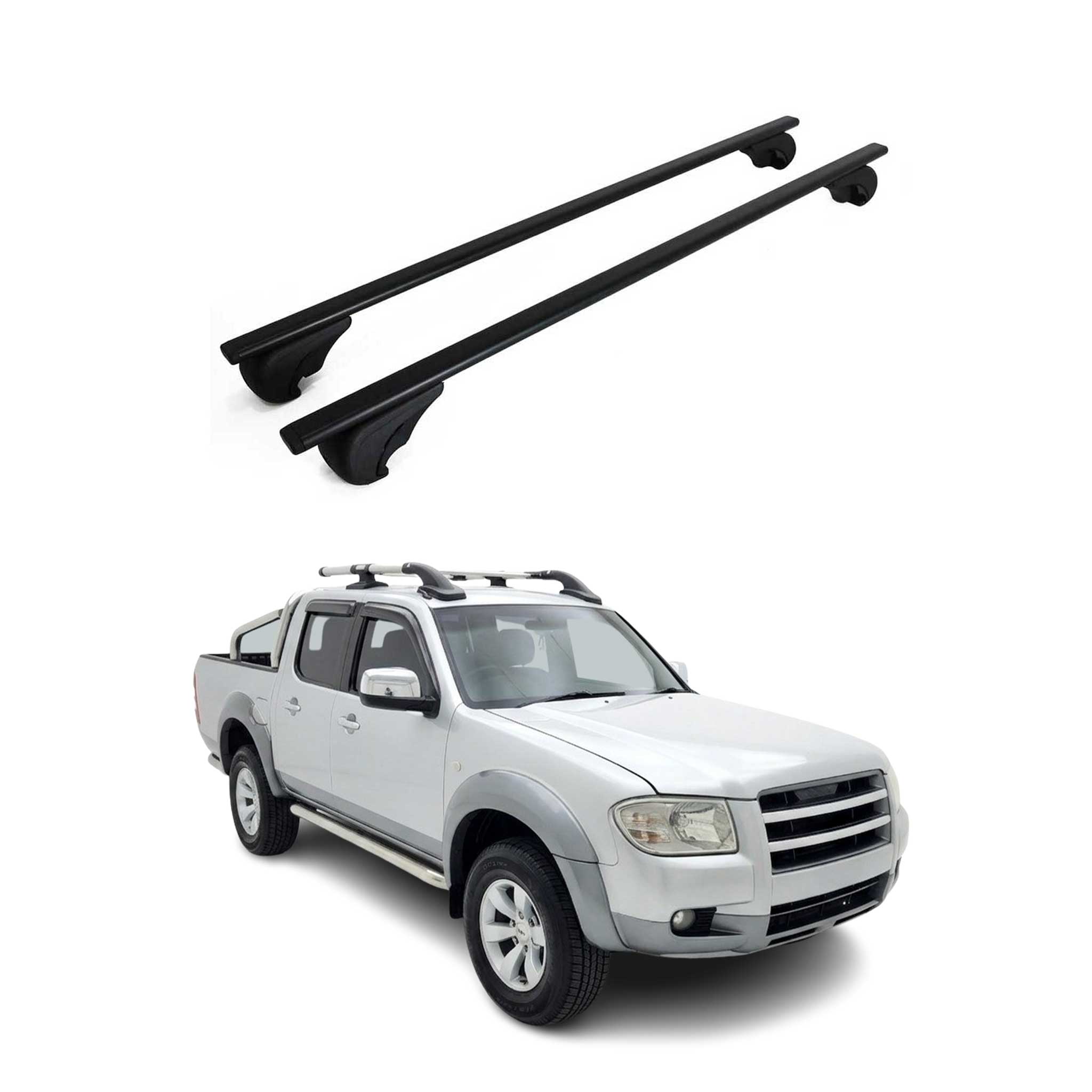 Dachträger Grundträger für Ford Ranger II 2006-2011 Metall Schwarz 2tlg