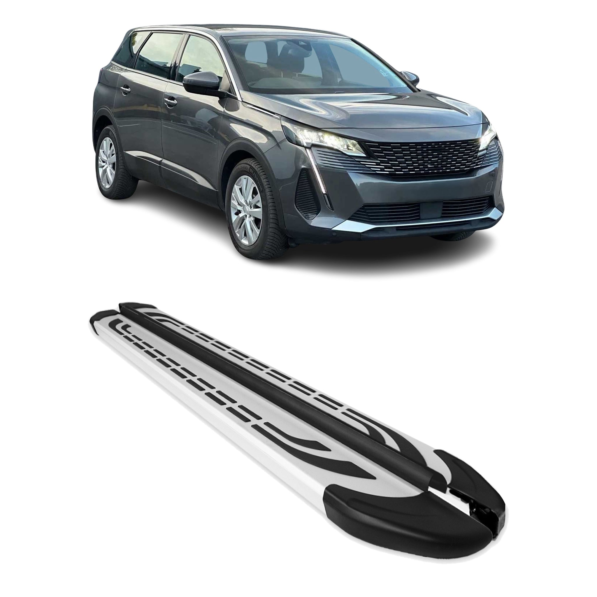 Trittbretter Seitenschweller für Peugeot 5008 II 2017-2024 Grau 2 tlg