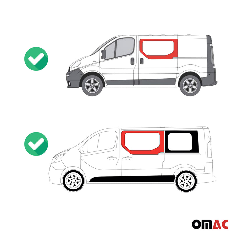 Seitenfenster für Nissan Primastar 2001-2014 Schwarz Auto Fenster Links L1 L2