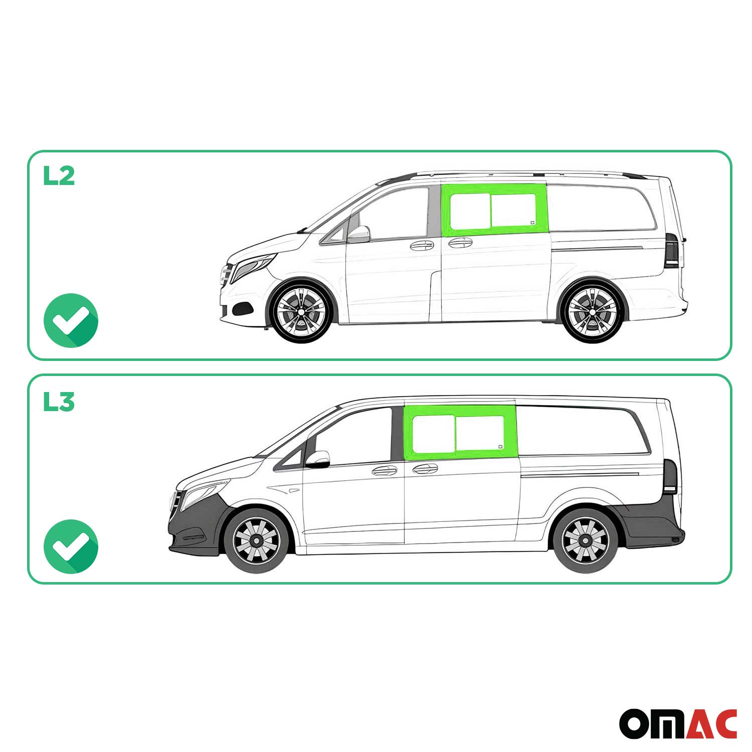 Seitenfenster Schiebefenster für Mercedes Vito W447 2014-2026 Links Auto L2 L3
