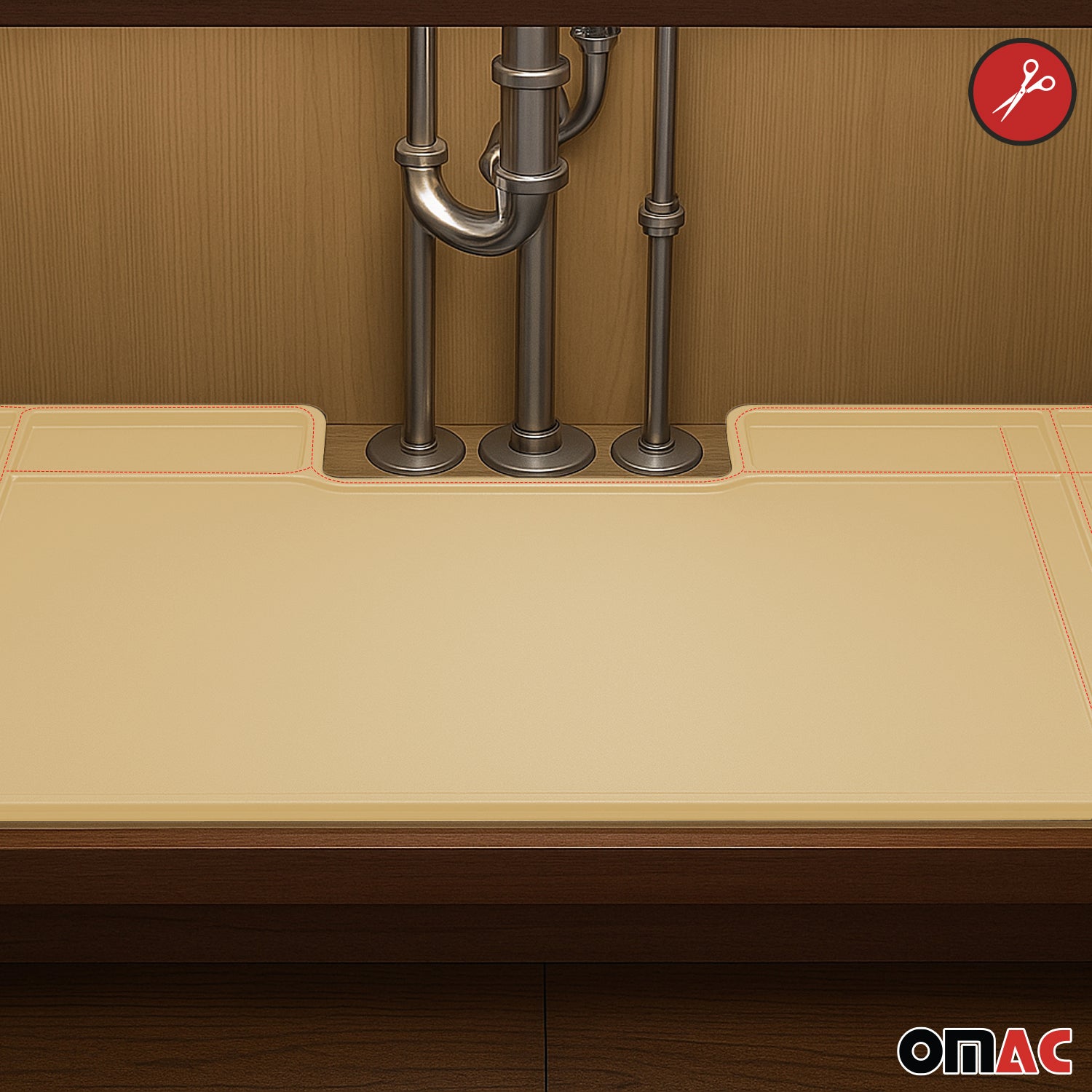 Wasserschutzmatte Spülenschrank Ecke Schutz Unterschrankausstattung TPE Beige