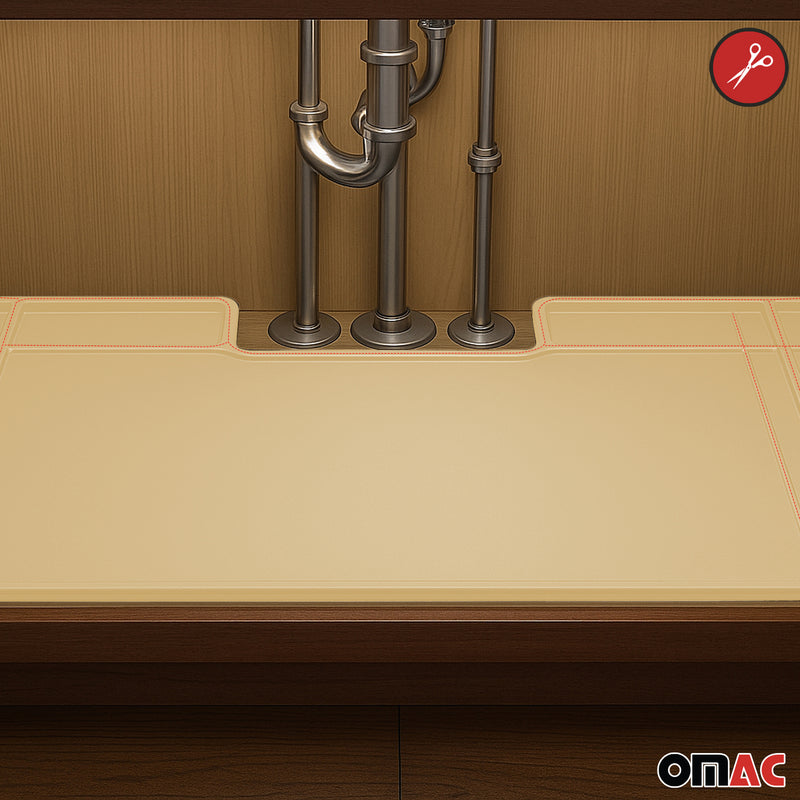 Wasserschutzmatte Spülenschrank Ecke Schutz Unterschrankausstattung TPE Beige