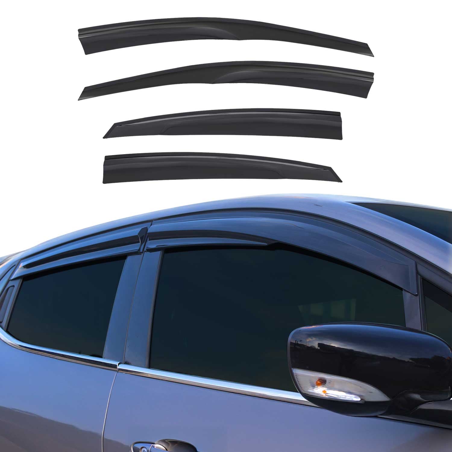 4x Windabweiser Regenabweiser für Hyundai Elantra 2010-2016 Acryl Dunkel