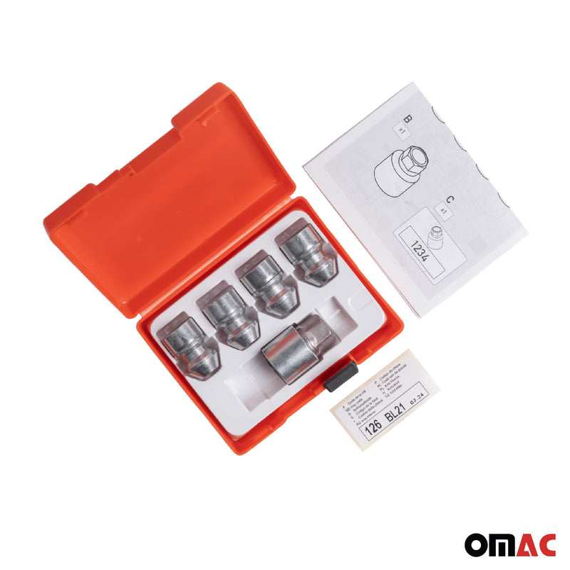 Radschloss Radschrauben Satz für Ford Ka bis 2008 Felgenschloss Silber M12X1.5