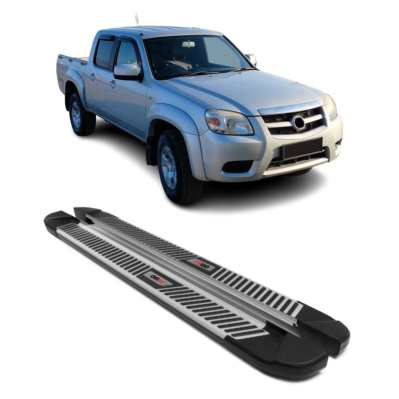 Trittbretter Seitenbretter für Mazda BT-50 DoubleCab 2006-2011 Alu Schwarz