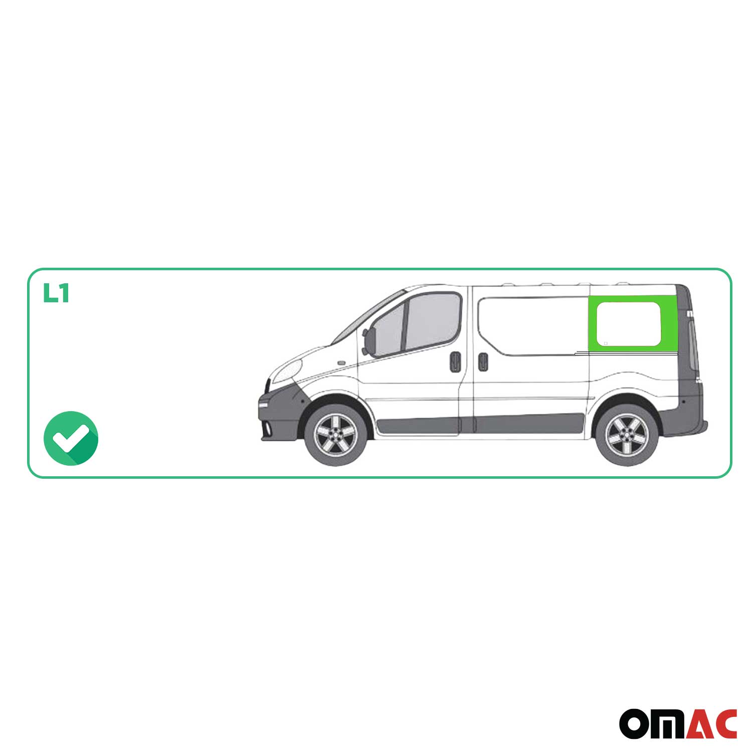 Seitenfenster Sicherheitsglas für Opel Vivaro 2001-2014 Schwarz Links L1 Kurzer
