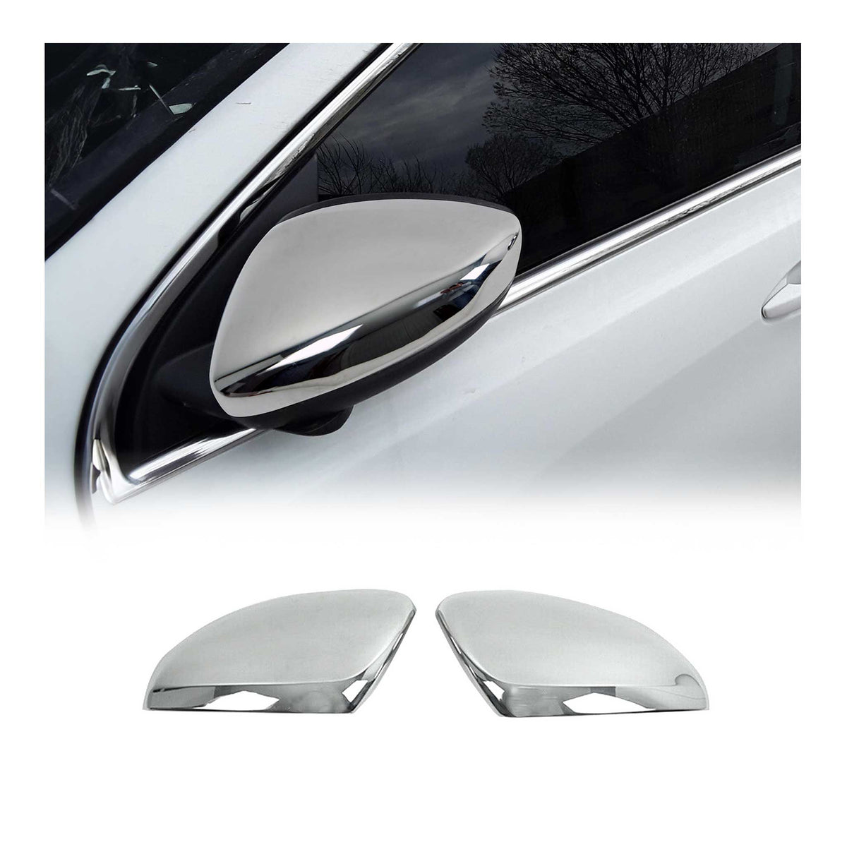 Spiegelkappen Spiegelabdeckung für Peugeot 2008 2017-2020 Edelstahl Chrom 2tlg
