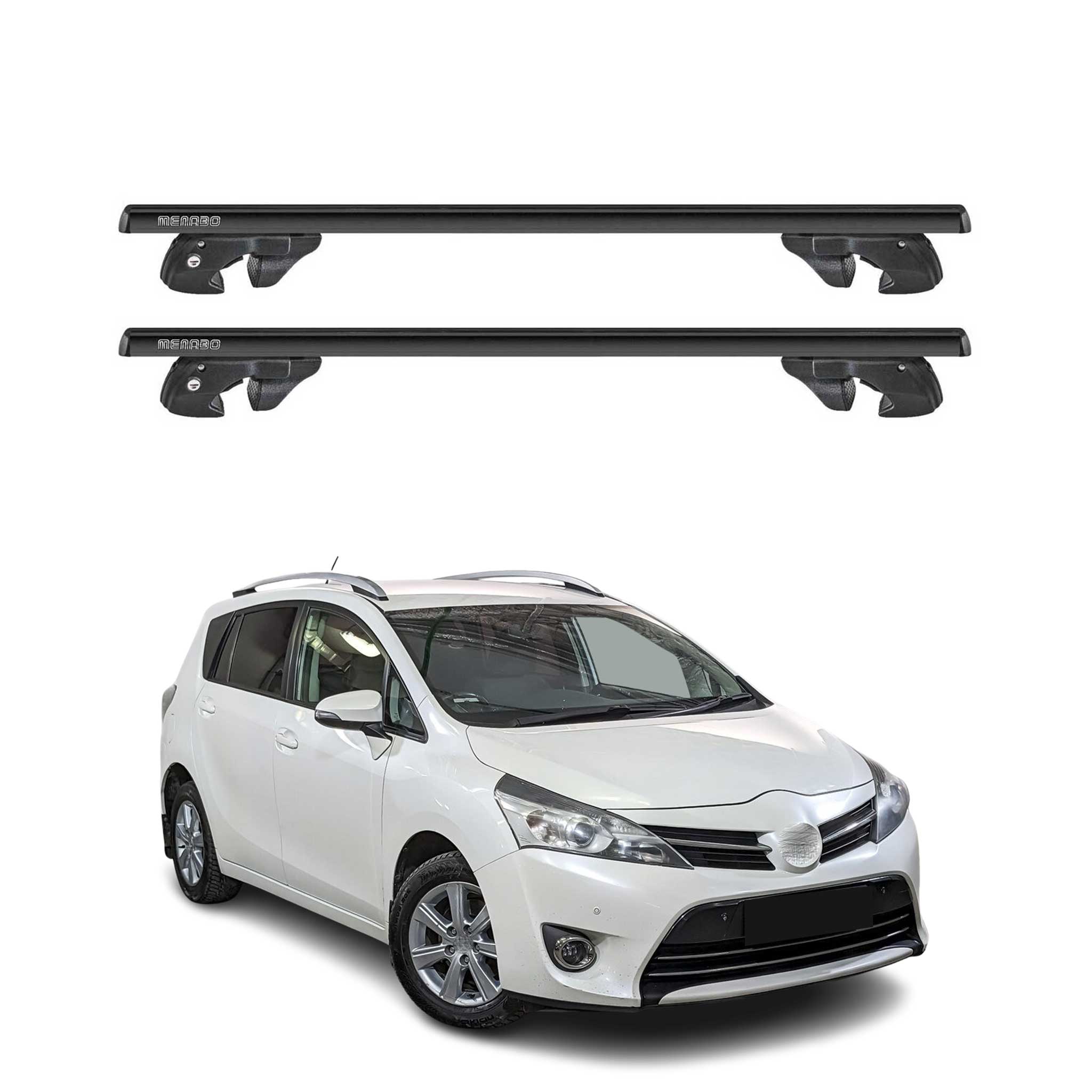 Dachträger Grundtäger für Toyota Verso 2009-2018 Aluminium 90kg TÜV Schwarz 2tlg