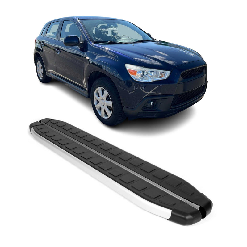 Trittbretter Seitenschweller für Mitsubishi ASX 2010-2022 Silber Schwarz Alu 2x