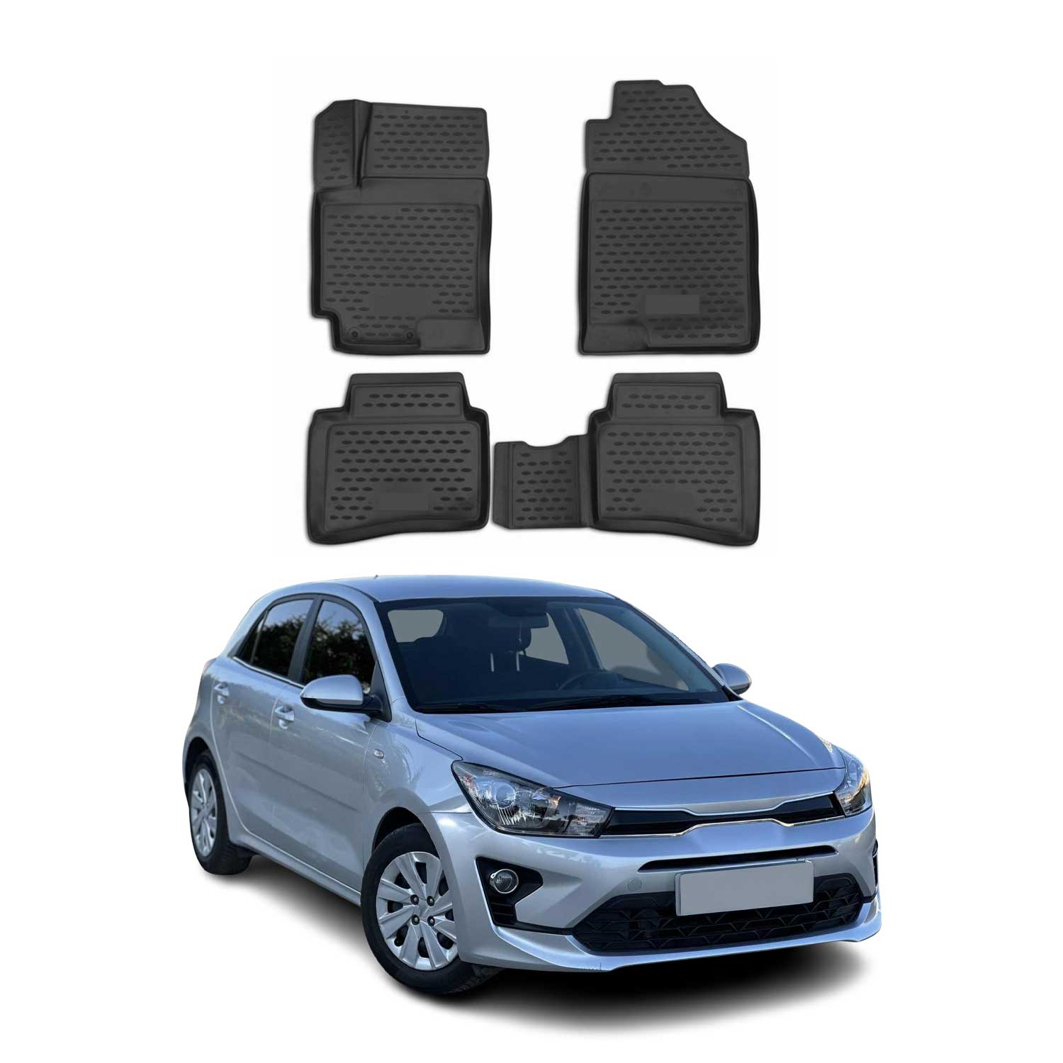 OMAC Gummimatten Fußmatten für Kia Rio 2017-2024 TPE Automatten Schwarz 4x