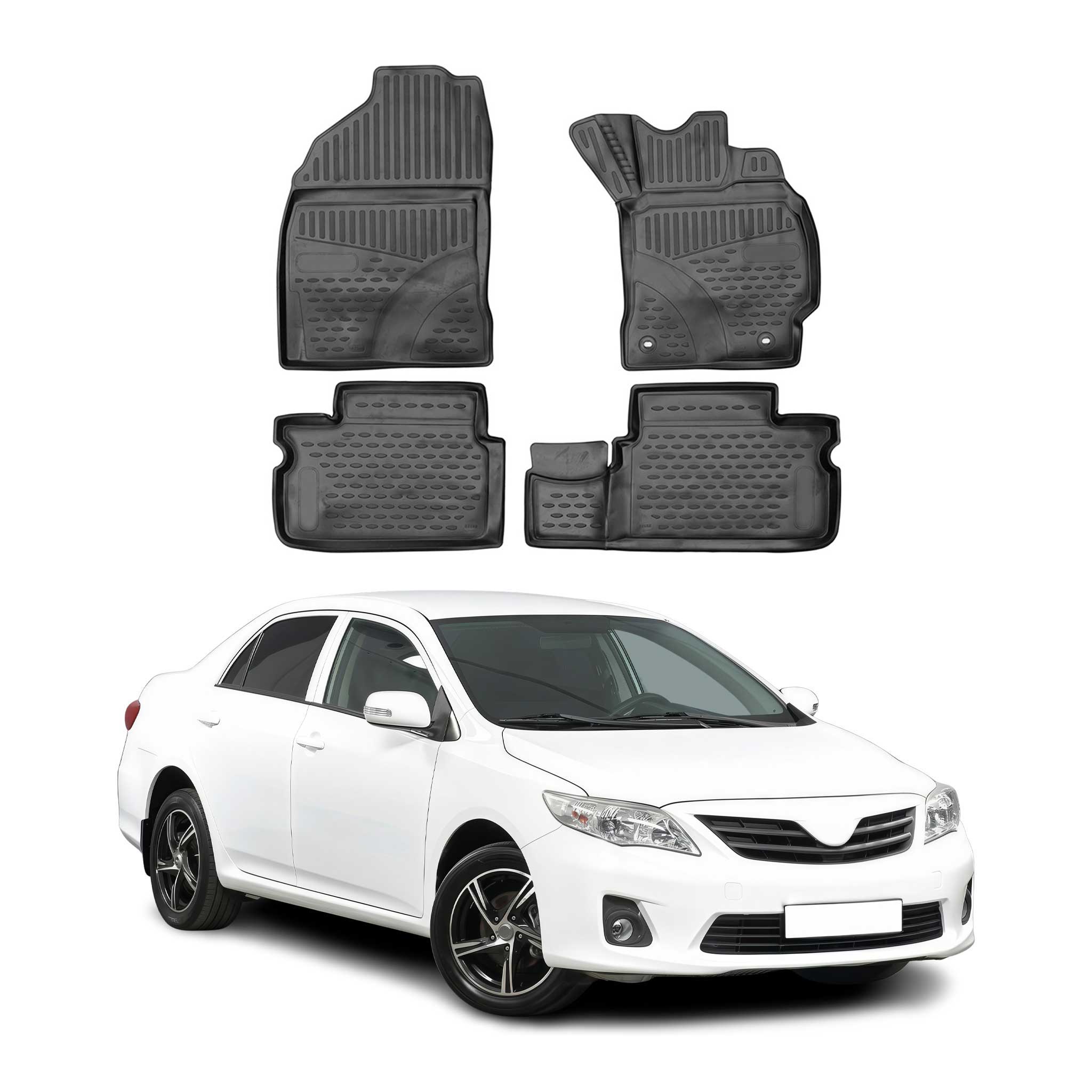 OMAC Gummimatten Fußmatten für Toyota Corolla Quest 2013-2019 RHD TPE Schwarz 4x
