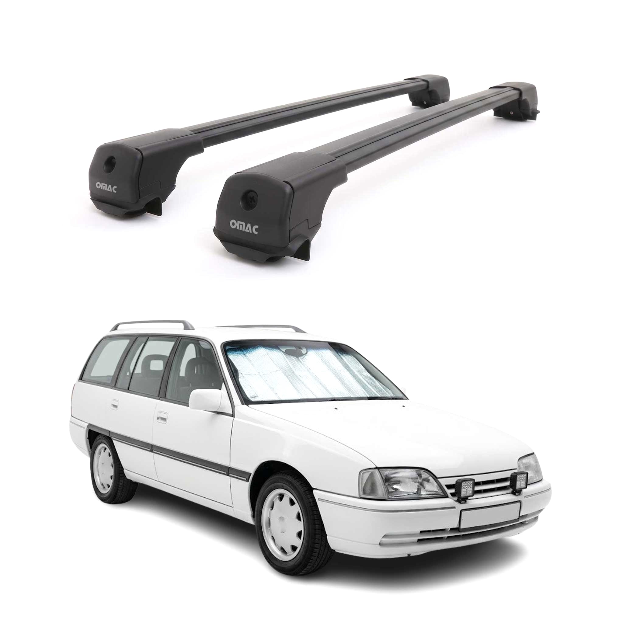 Dachträger für Opel Omega B Kombi 1994-1999 Pre-FL Aluminium 75kg Schwarz 2tlg