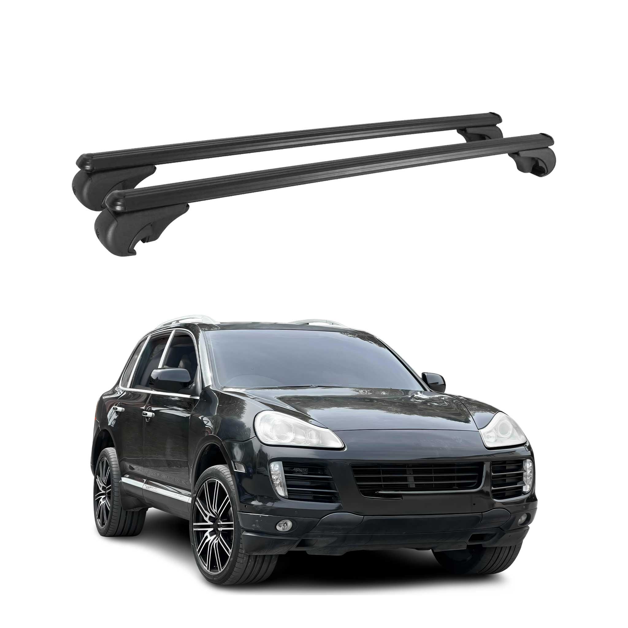 Dachträger für Porsche Cayenne 955 9PA 2003-2010 Gepäckträger Alu Schwarz 2x