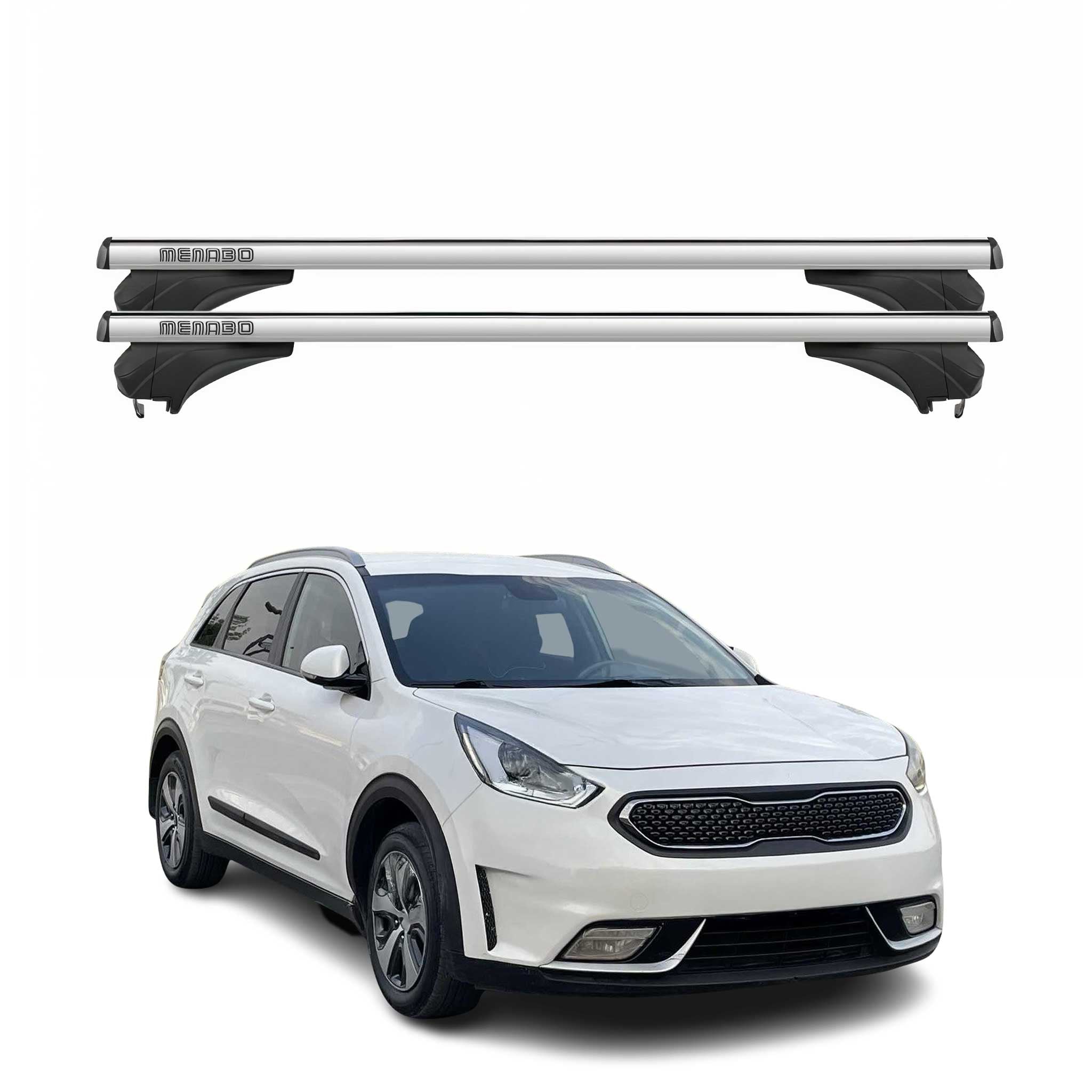 Menabo Dachträger Grundtäger für Kia Niro I 2017-2022 Aluminium Silber 2 tlg