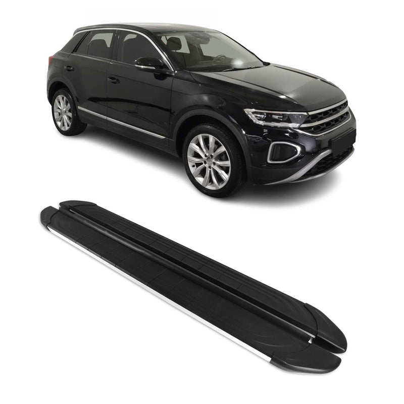 Seitenschweller Trittbretter für VW T-Roc 2017-2025 Silber Aluminium 2 tlg