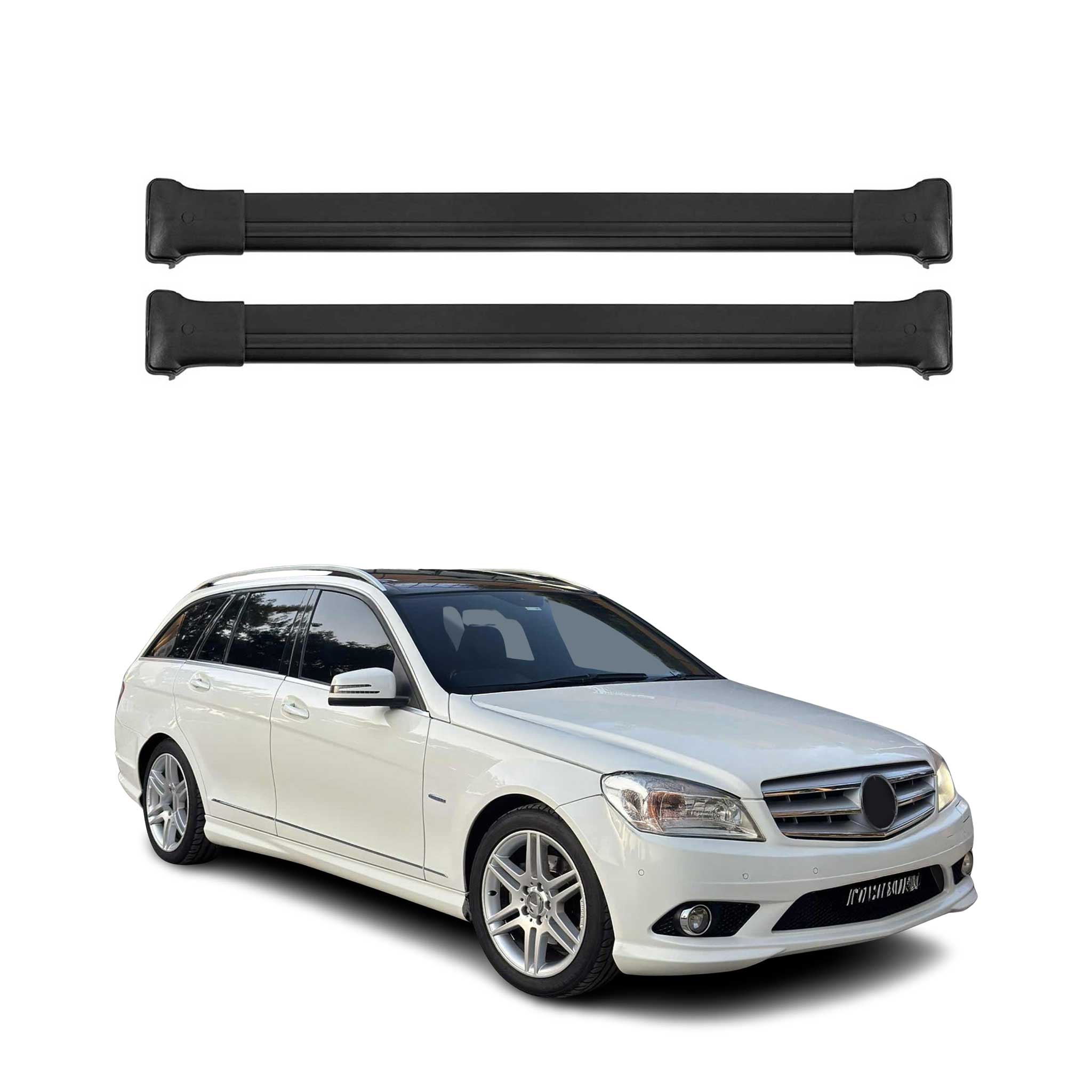 Dachträger für Mercedes C Klasse S204 T-Model 2008-2014 75kg Alu Schwarz 2x