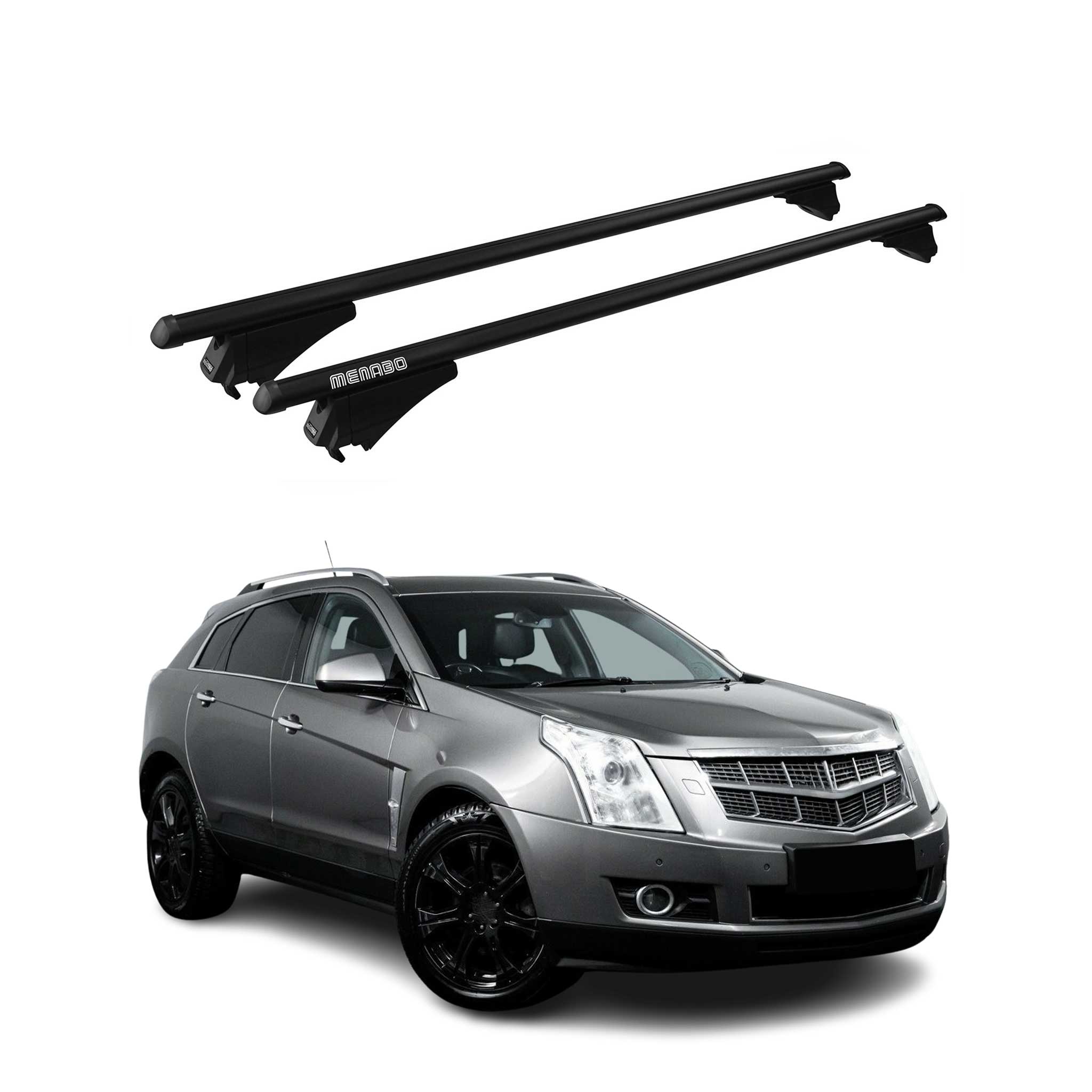 Menabo Dachträger Grundtäger für Cadillac SRX 2010-2016 75kg Alu Schwarz 2tlg