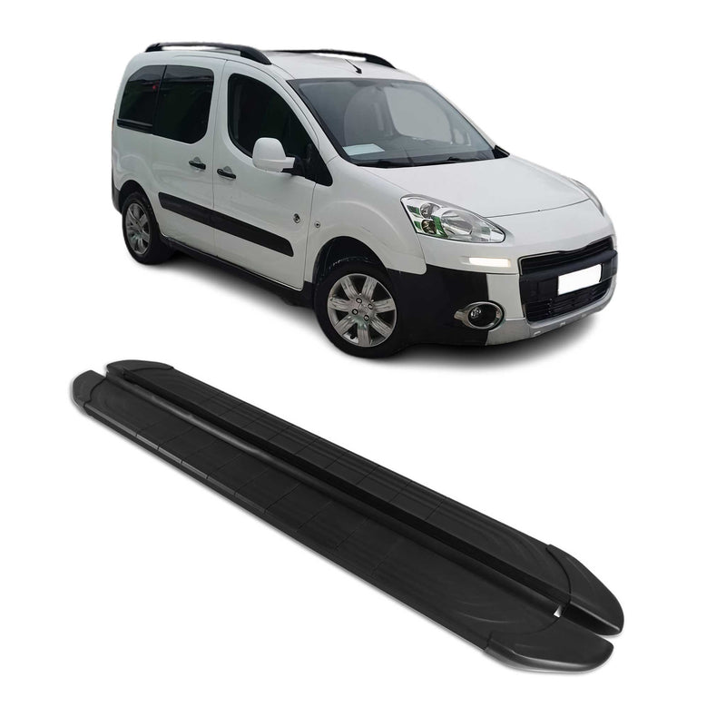 Trittbretter Seitenschweller für Peugeot Partner Tepee 2008-2018 Alu Schwarz