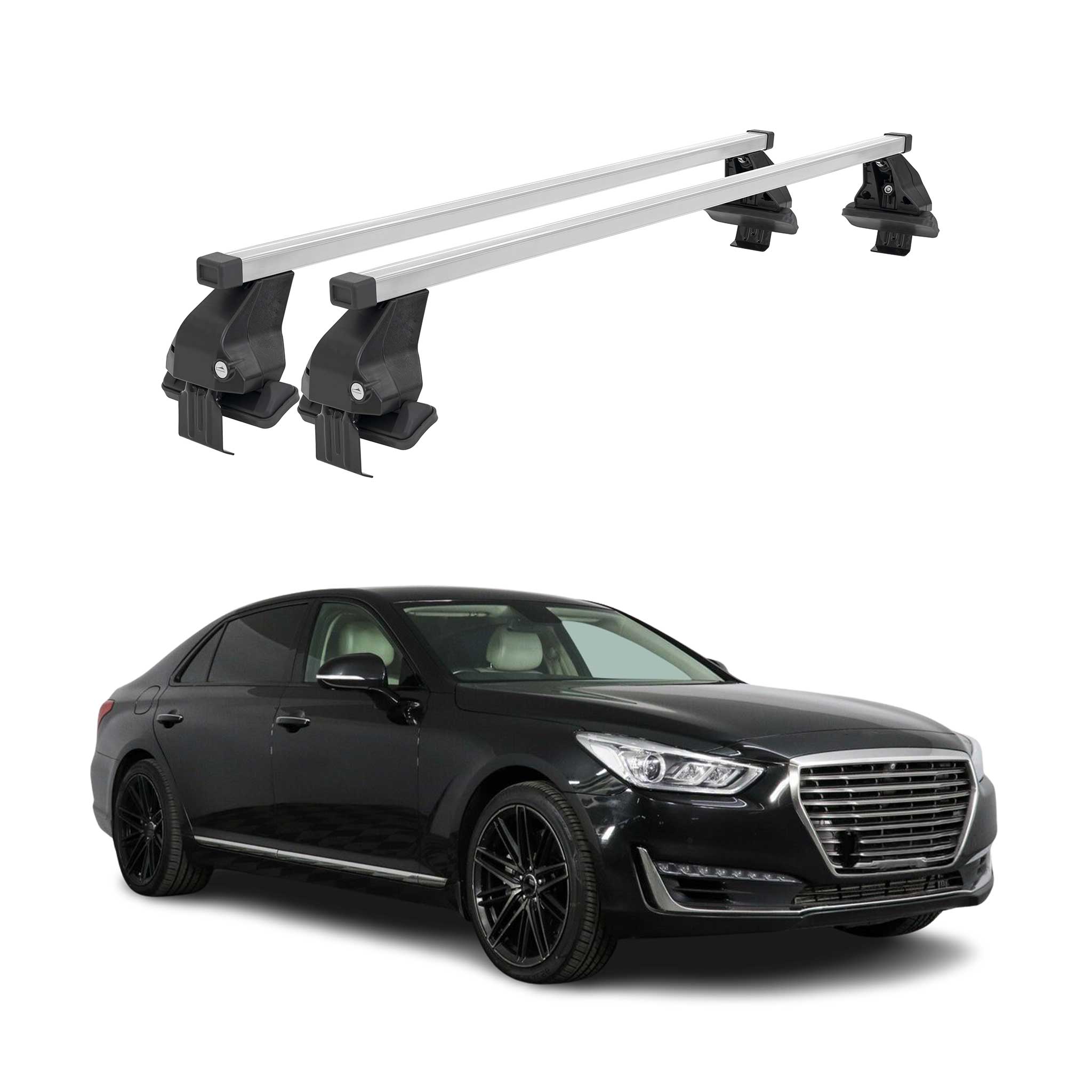 Menabo Dachträger Grundtäger für Genesis G90 2016-2019 50kg Stahl Silber 2 tlg
