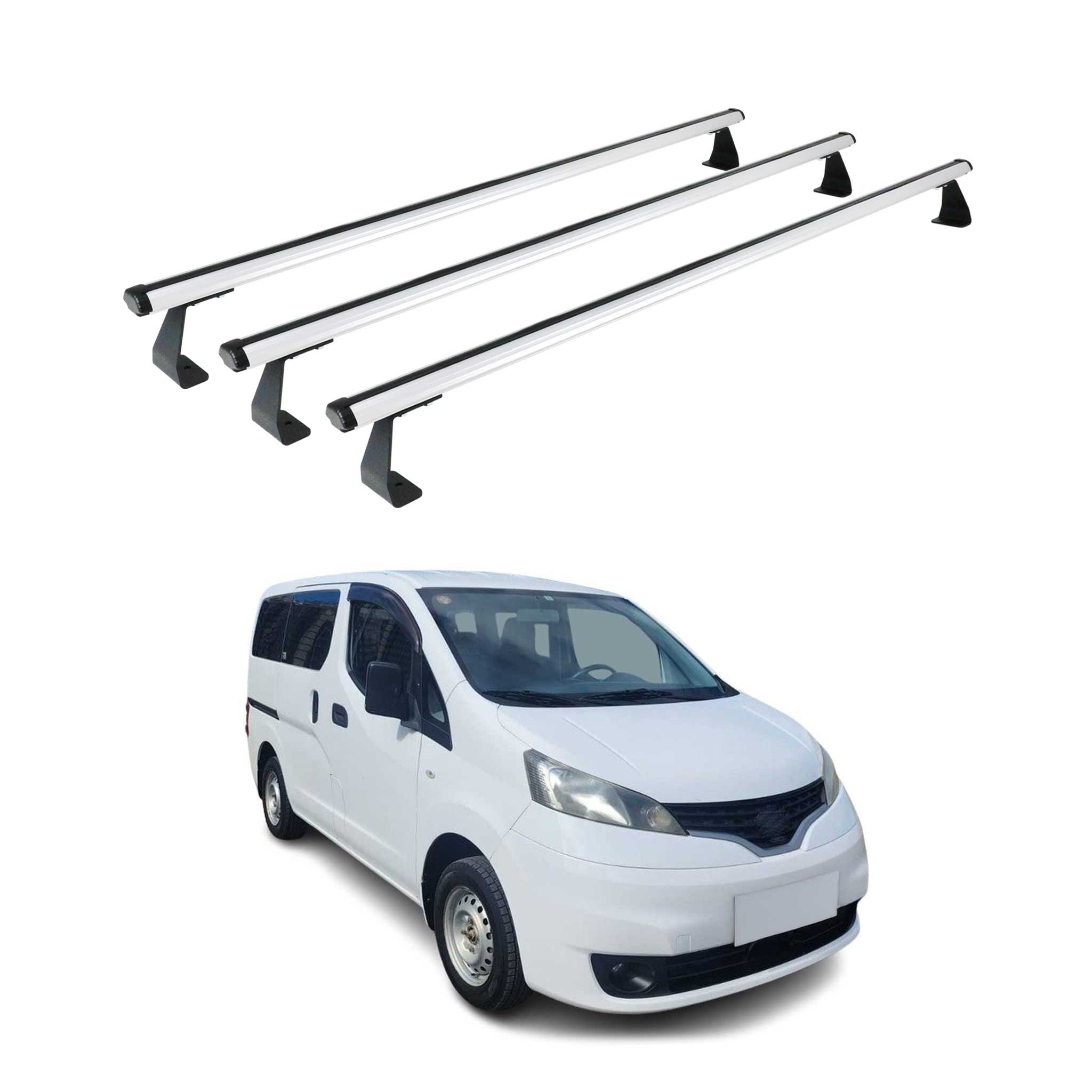 Dachträger Grundtäger für Nissan NV200 2009-2020 75kg Aluminium Grau 3 tlg