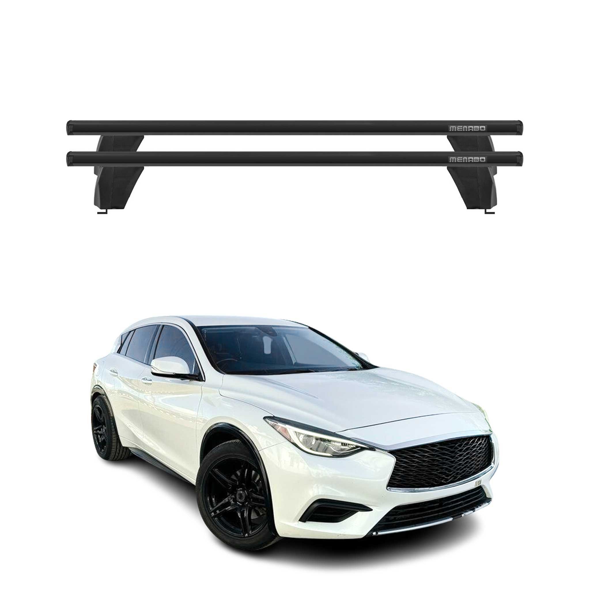Menabo Dachträger Grundtäger für Infiniti QX30 2017-2019 75kg Alu Schwarz 2 tlg