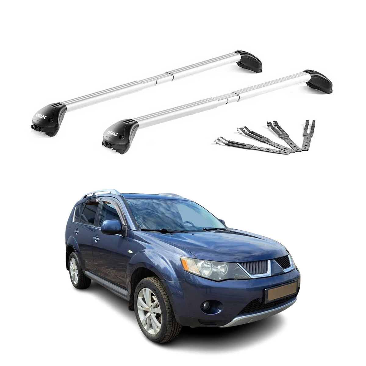 Dachträger für Mitsubishi Outlander II 2006-2012 100kg Aluminium Silber 2x ABE
