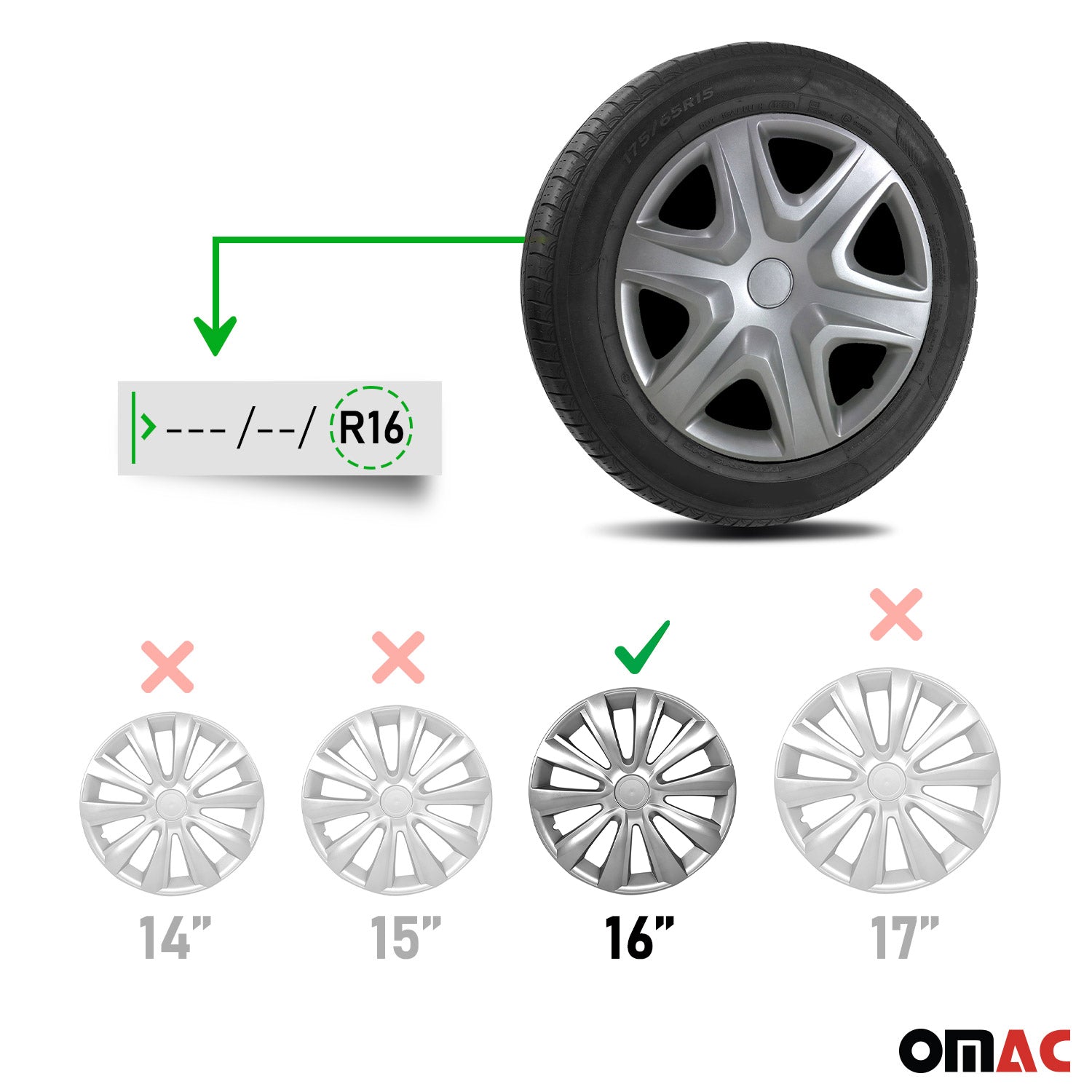 4x Radkappen Radzierblenden Radblenden für Auto 16" Zoll Radkappensatz Silber