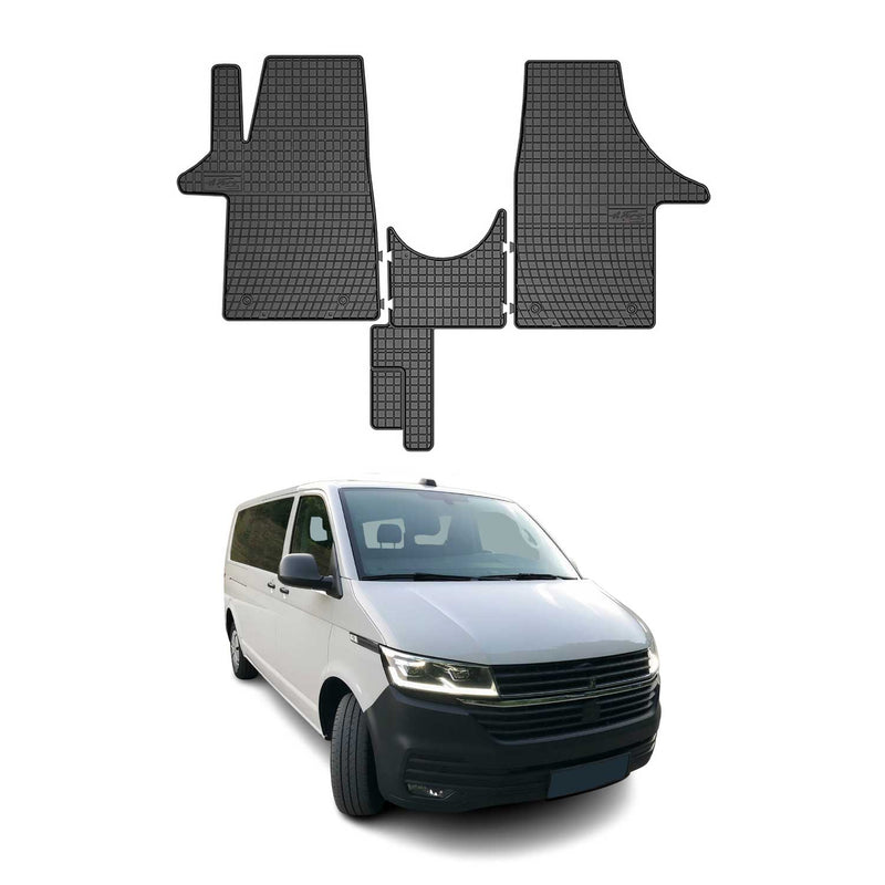 OMAC Gummi Fußmatten für VW T6 T6.1 Transporter 2015-2024 Automatten Schwarz 3x